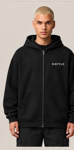 KAVYLO WEAR ZH-03 Show Up Anyway. – Zip Hoodies, Devant (Concept de design)